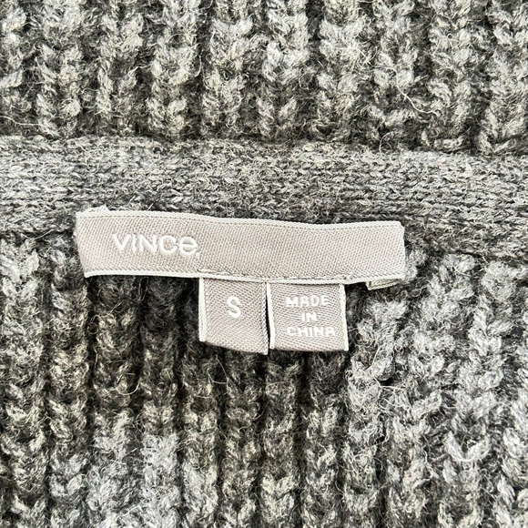 Vince Gray Wool Yak Textured Honeycomb Chunky Knit Open Cardigan - Picture 16 of 16